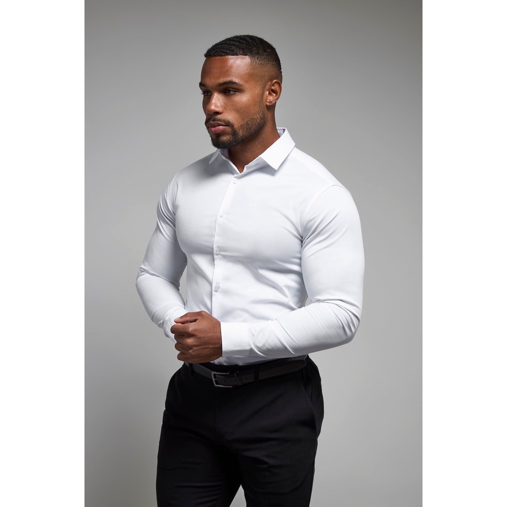 Tailored Athlete Essential White Long Sleeve Shirt Mens Large NWT Muscle Fit